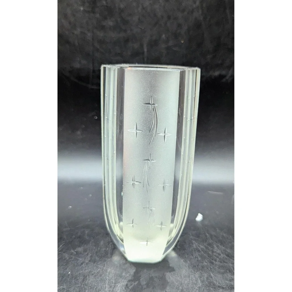 Vintage Art Deco Kosta Engraved Vase Shooting Starts Starburst Vase